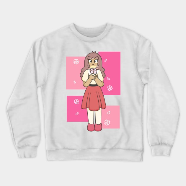 Pink Flower Girl Crewneck Sweatshirt by KammyBale